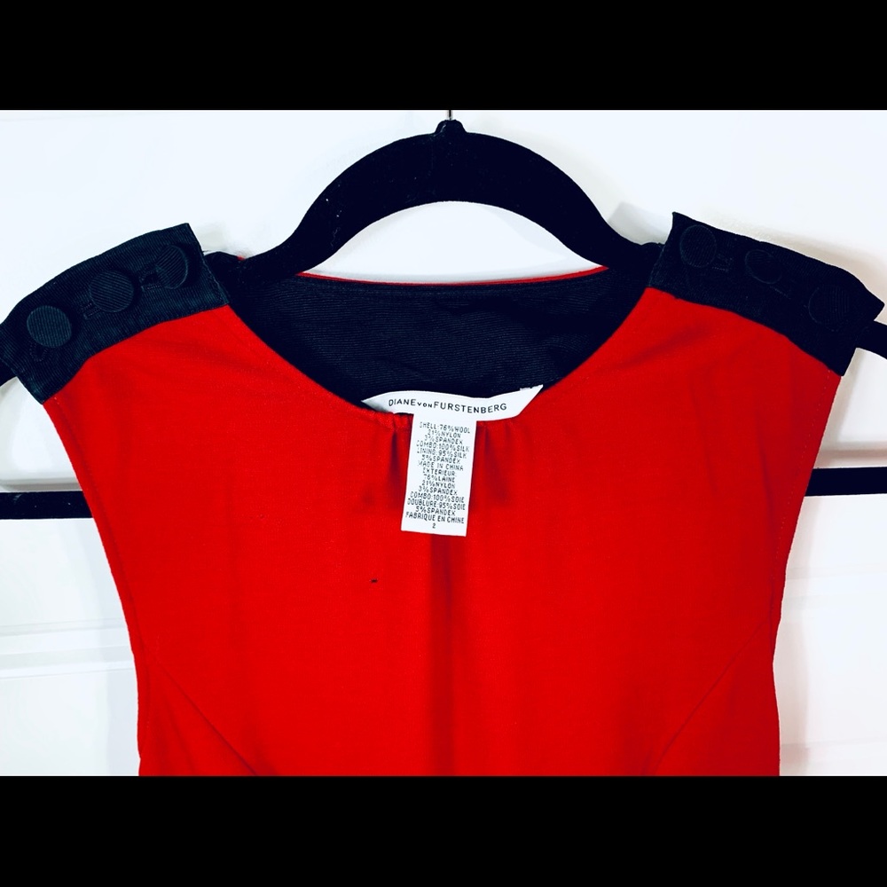 DVF red and black sleeveless dress